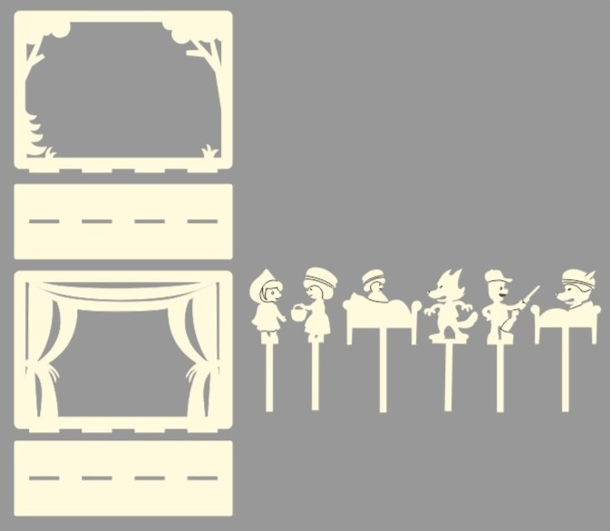 طرح سالن تئاتر سایه مناسب برای استفاده در دستگاه های cnc چوب و cnc لیزر - laser cut shadow theater cdr file