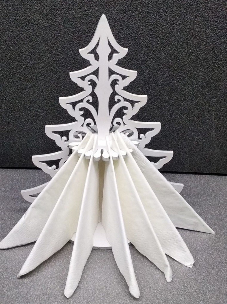 طرح جا دستمال سفره درخت کریسمس مناسب برای استفاده در دستگاه های cnc چوب و cnc لیزر - laser cut christmas tree napkin holder cdr file