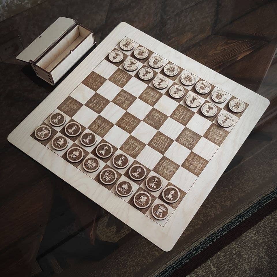طرح حکاکی لیزری ست شطرنج مناسب برای استفاده در دستگاه های cnc چوب و cnc لیزر - laser cut engraved chess set cdr file