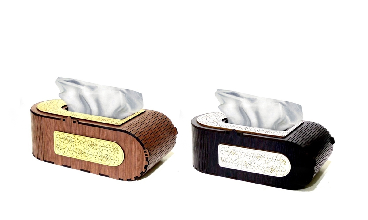 طرح جعبه دستمال کاغذی مناسب برای استفاده در دستگاه های cnc چوب و cnc لیزر - laser cut tissue box cover template cdr file