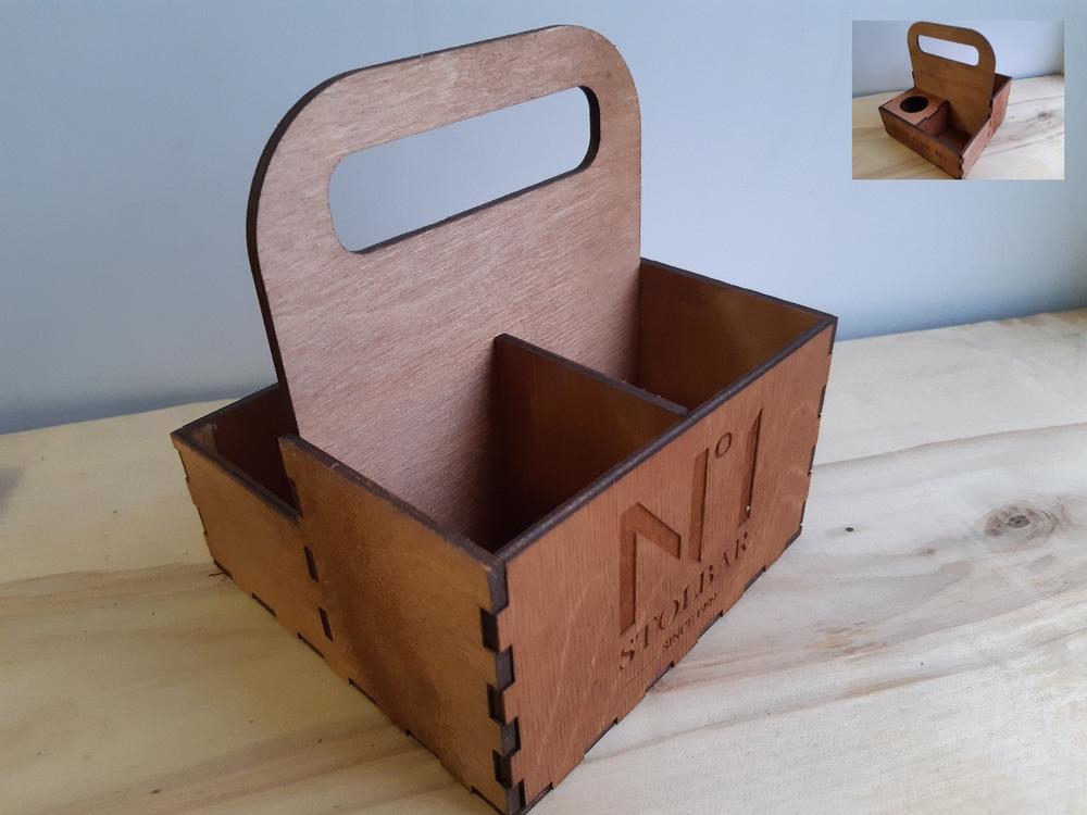 طرح جعبه ادویه کدی با دسته، مناسب برای استفاده در دستگاه های cnc چوب و cnc لیزر - laser cut caddy spice box with handle template cdr file
