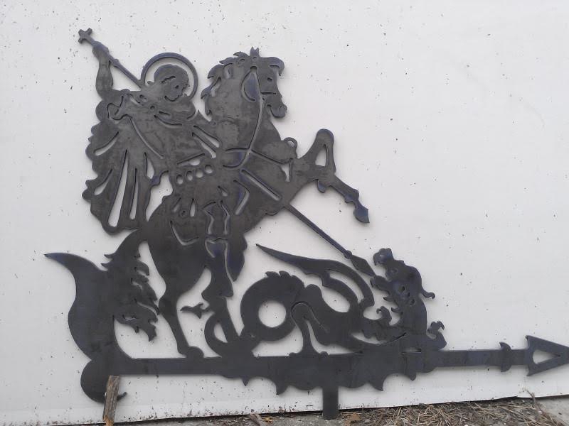 طرح بادنمای سنت جورج پیروز مناسب برای استفاده در دستگاه های cnc چوب و cnc لیزر - laser cut saint george the victorious weathervane dxf file