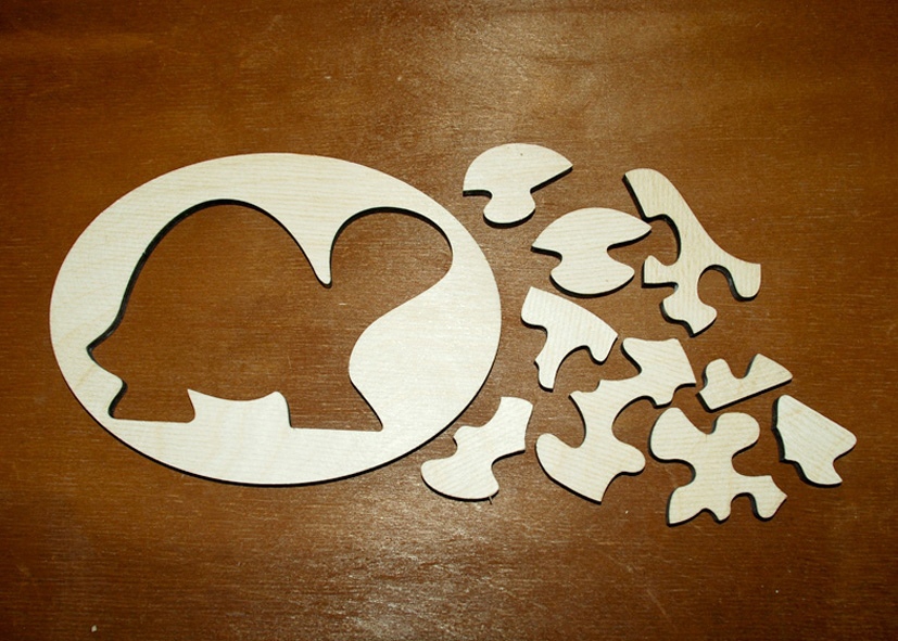 طرح پازل لاک پشت مناسب برای استفاده در دستگاه های cnc چوب و cnc لیزر - laser cut turtle jigsaw puzzle cdr file