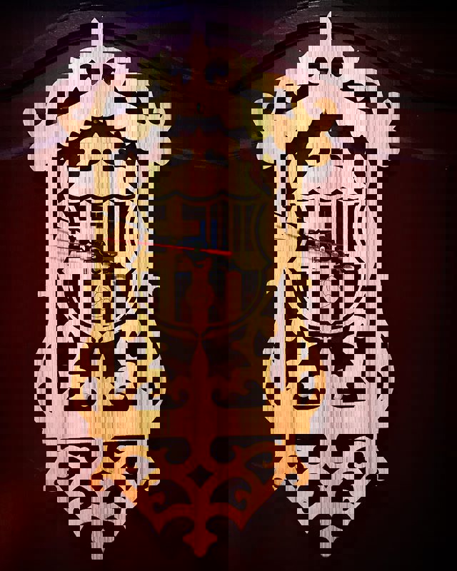 طرح ساعت دیواری باشگاه فوتبال بارسلونا با و مناسب برای استفاده در دستگاه های cnc چوب و cnc لیزر - laser cut fc barcelona wall clock template cdr file