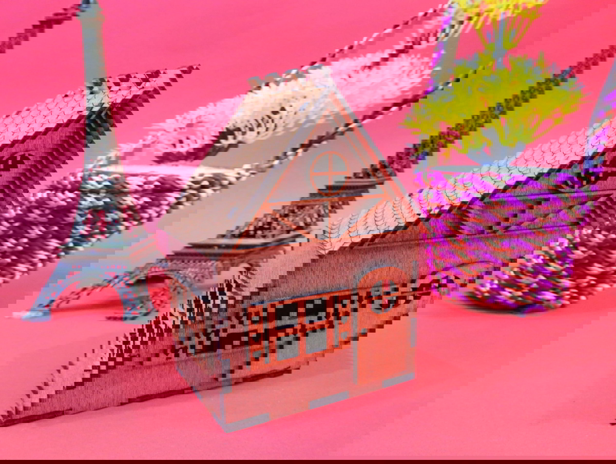 طرح خانه چوبی کوچک با ضخامت 3 میلی‌متر مناسب برای استفاده در دستگاه های cnc چوب و cnc لیزر - laser cut tiny wooden house 3mm cdr file