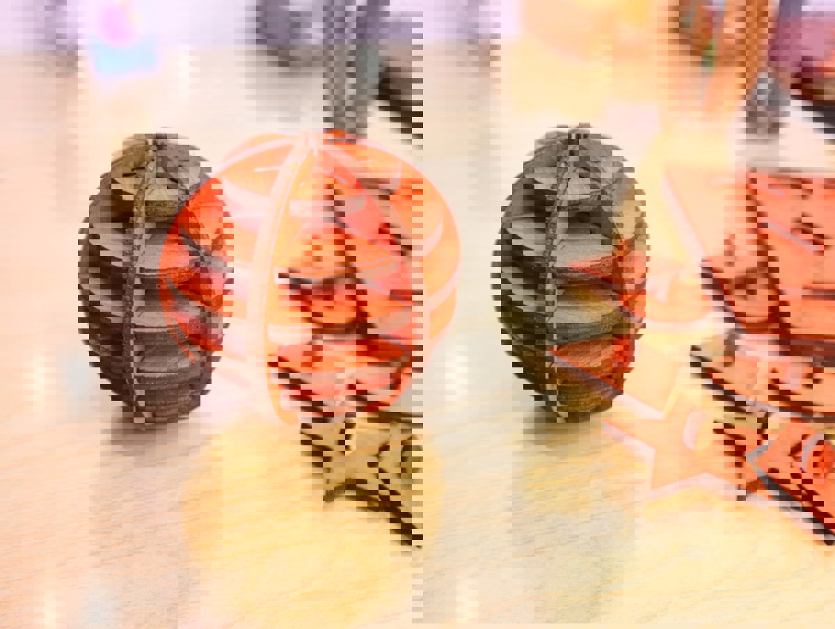 طرح توپ پازل چوبی با ضخامت ۴ میلی‌متر مناسب برای استفاده در دستگاه های cnc چوب و cnc لیزر - laser cut wooden puzzle ball 4mm cdr file