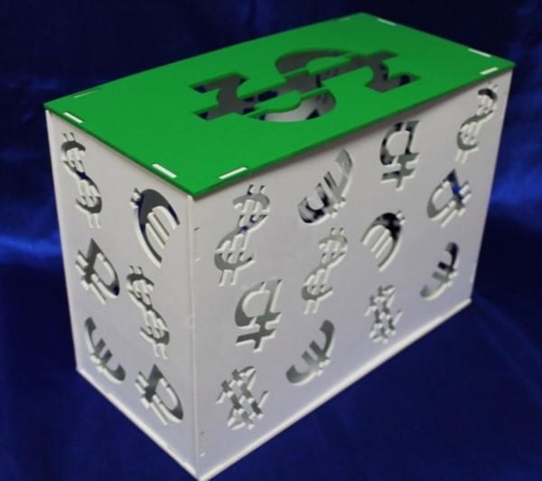 طرح فایل کورل cdr تابلوی دلار مناسب برای استفاده در دستگاه های cnc چوب و cnc لیزر - laser cut dollar sign piggy bank cdr file