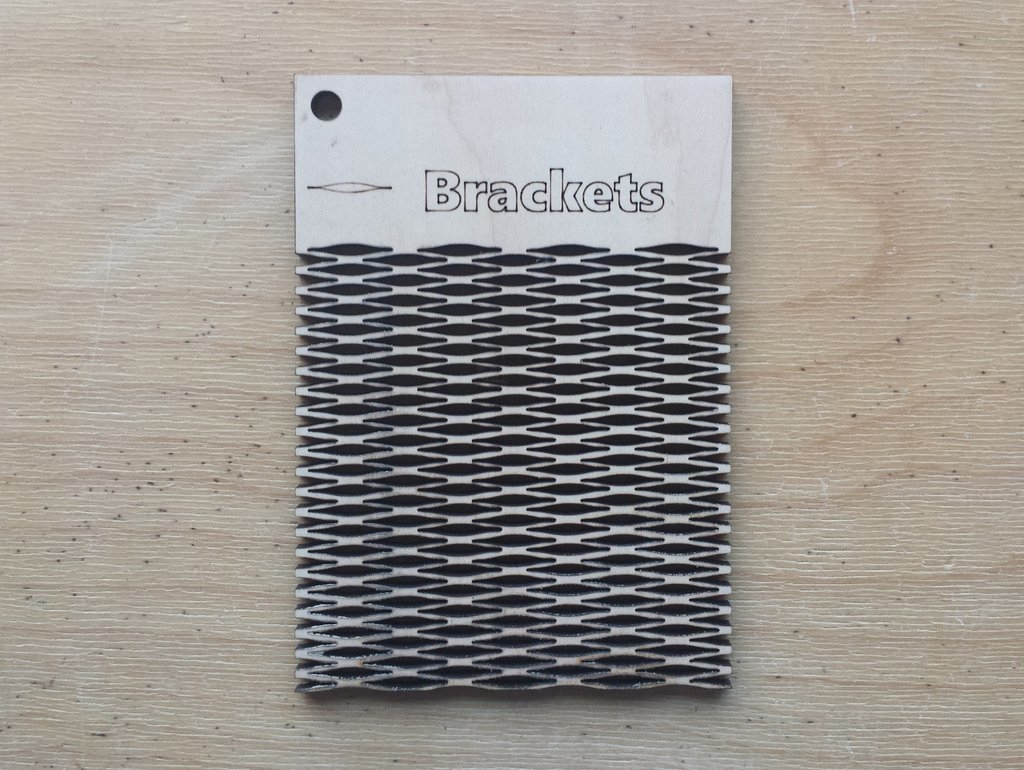 طرح و الگوی لولای نشیمن براکت مناسب برای استفاده در دستگاه های cnc چوب و cnc لیزر - brackets pattern living hinge template for laser cutting dxf file