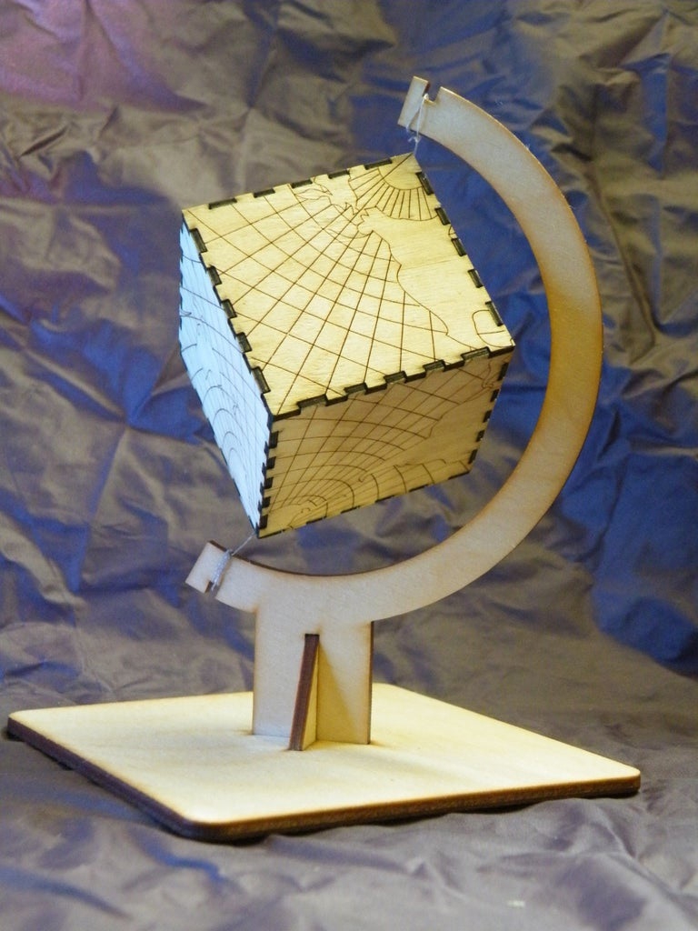 طرح کره زمین مکعبی مناسب برای استفاده در دستگاه های cnc چوب و cnc لیزر - laser cut cube globe dxf file