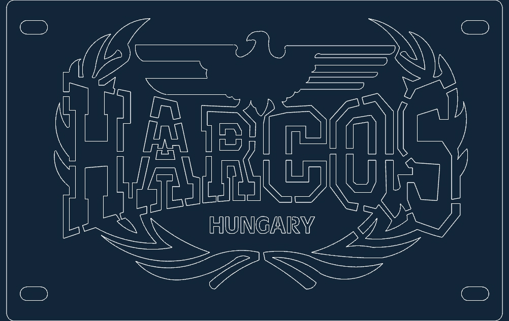 طرح هارکوس رندزام مناسب برای استفاده در دستگاه های cnc چوب و cnc لیزر - harcos rendszam dxf file