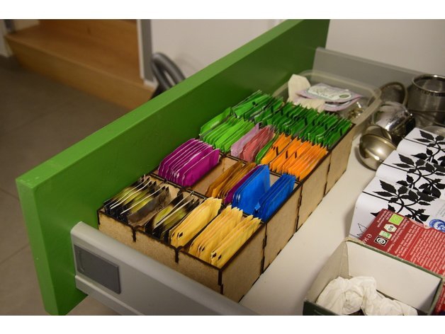 طرح جعبه چای با ضخامت ۳ میلی‌متر مناسب برای استفاده در دستگاه های cnc چوب و cnc لیزر - laser cut tea box 3mm svg file