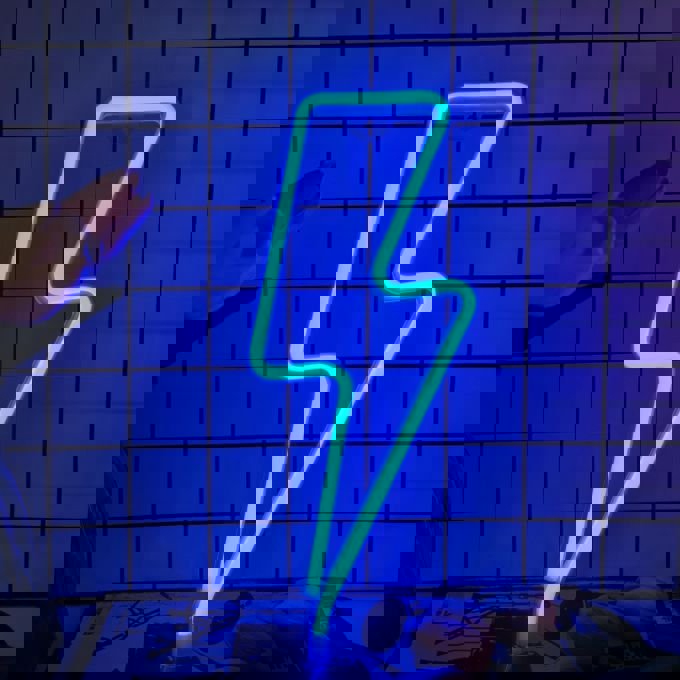 طرح تابلو نئون رعد و برق مناسب برای استفاده در دستگاه های cnc چوب و cnc لیزر - laser cut lightning bolt neon sign