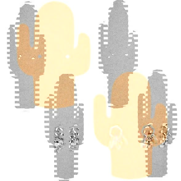 طرح کارت نمایش گوشواره کاکتوس مناسب برای استفاده در دستگاه های cnc چوب و cnc لیزر - laser cut cactus earring display card