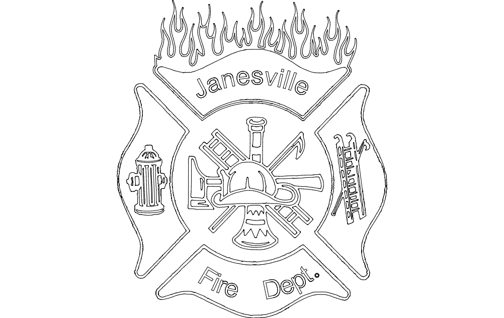 طرح اداره آتش نشانی جینسویل مناسب برای استفاده در دستگاه های cnc چوب و cnc لیزر - janesville fire dept dxf file