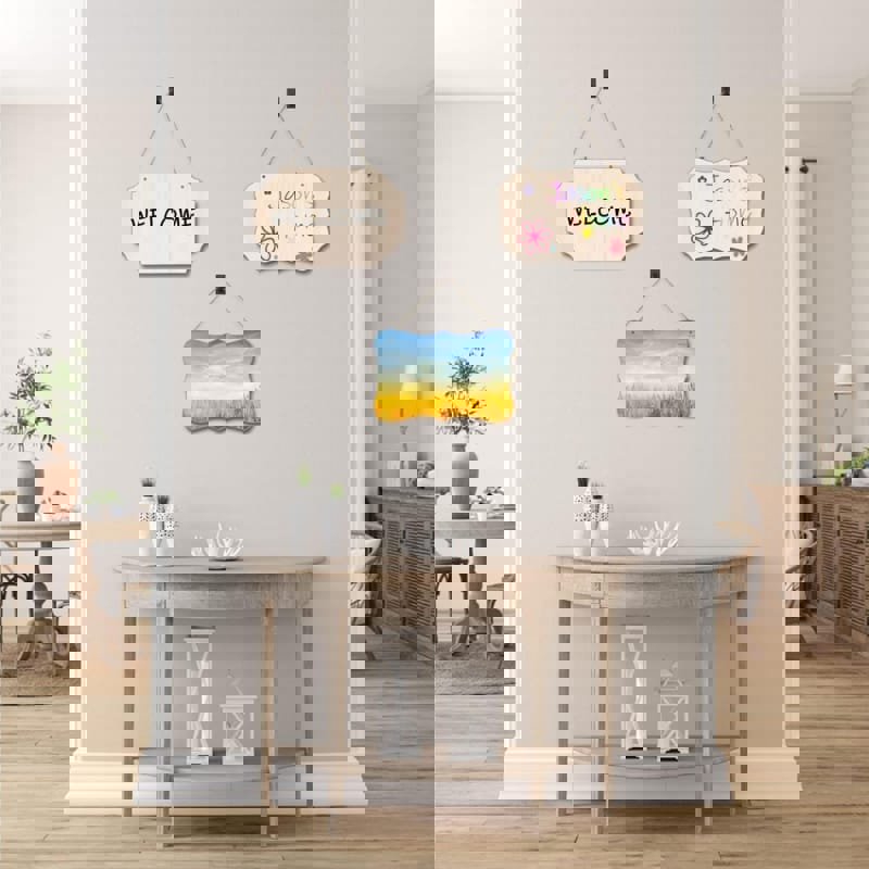 طرح پلاک چوبی مستطیلی شکل ناتمام برای نقاشی چوب لباسی روی درب صنایع دستی مناسب برای استفاده در دستگاه های cnc چوب و cnc لیزر - laser cut unfinished rectangle shaped wood plaque for crafts door hangers painting