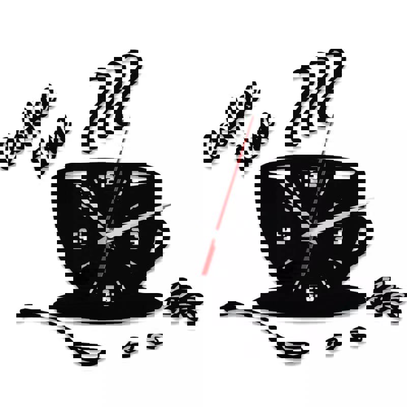 طرح ساعت دیواری فنجان قهوه ، دکور دیواری شیک مناسب برای استفاده در دستگاه های cnc چوب و cnc لیزر - laser cut coffee cup wall clock stylish wall decor