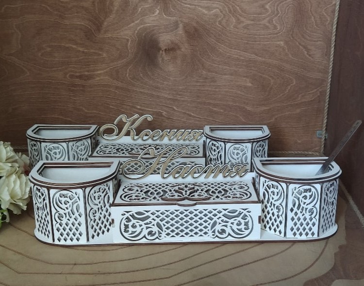 طرح جا خودکاری و لوازم جانبی میز چوبی مناسب برای استفاده در دستگاه های cnc چوب و cnc لیزر - laser cut wooden desk accessory storage organizer pen holder dxf file