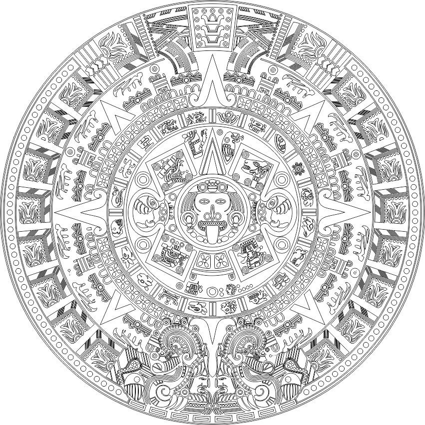 طرح تقویم آزتک مناسب برای استفاده در دستگاه های cnc چوب و cnc لیزر - aztec calender cdr file