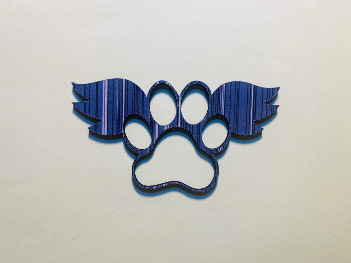 طرح پنجه فرشته با بال مناسب برای استفاده در دستگاه های cnc چوب و cnc لیزر - laser cut paw print with wings angel paw print cdr file
