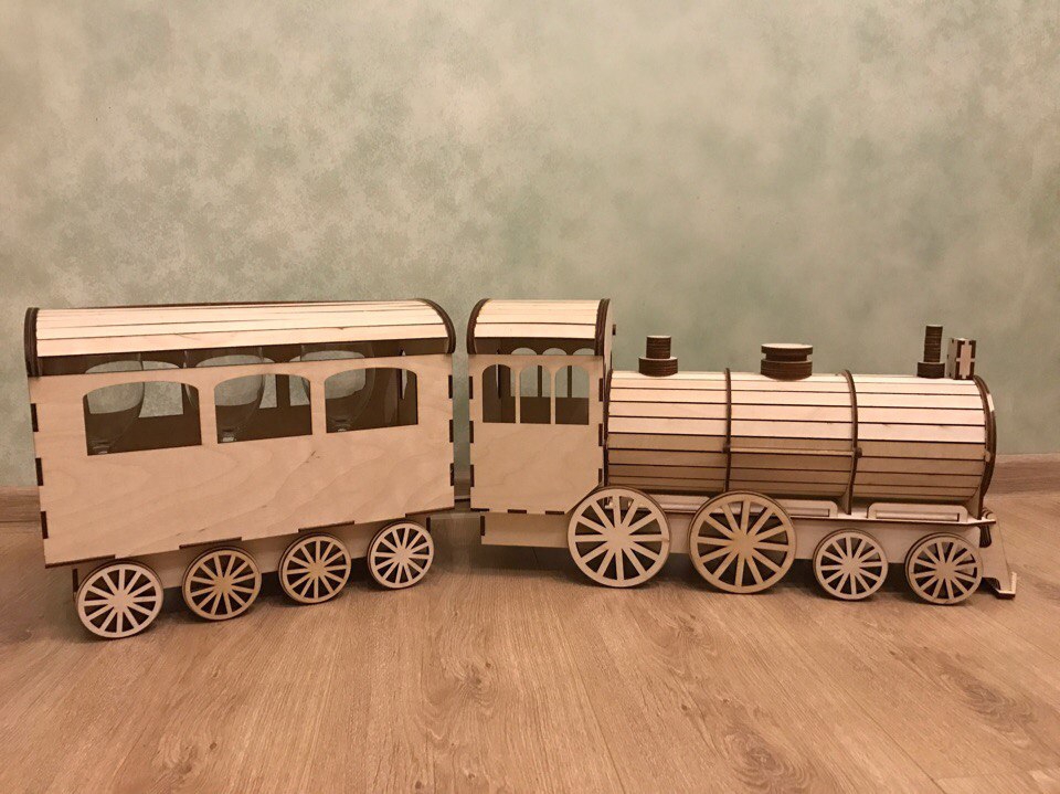 طرح جعبه کادو لوکوموتیو مناسب برای استفاده در دستگاه های cnc چوب و cnc لیزر - laser cut gift wrap locomotive template cdr file