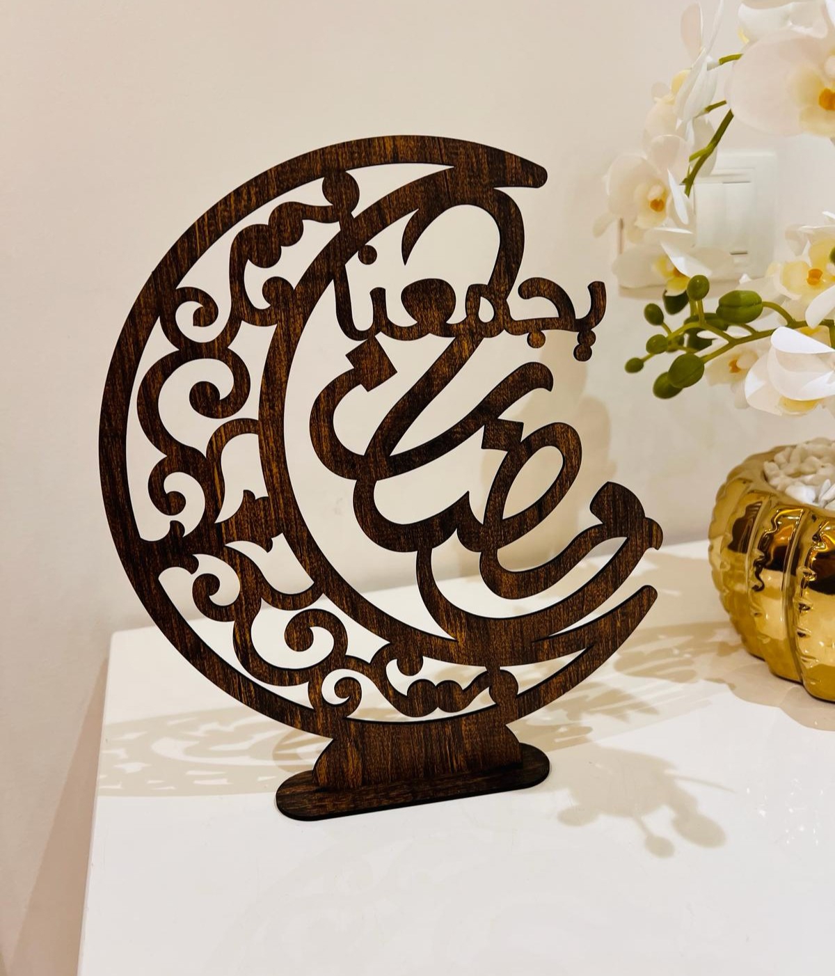 طرح دکور هلال چوبی ماه رمضان مناسب برای استفاده در دستگاه های cnc چوب و cnc لیزر - laser cut ramadan wooden crescent decor cdr file