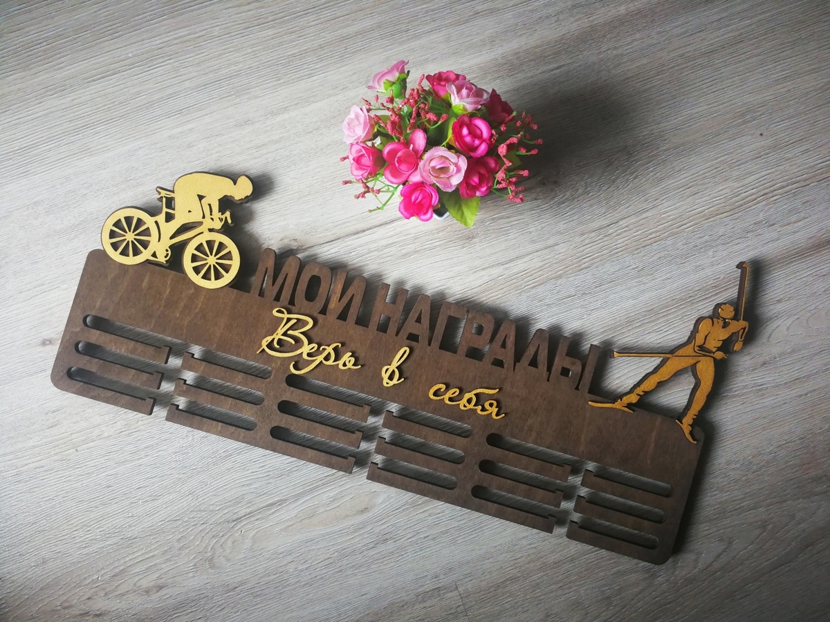 طرح آویز مدال دوچرخه سواری مناسب برای استفاده در دستگاه های cnc چوب و cnc لیزر - laser cut cycling medal hanger cdr file