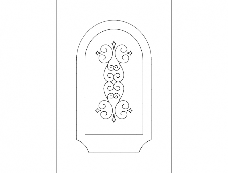 طرح درب قوسی شماره ۲ مناسب برای استفاده در دستگاه های cnc چوب و cnc لیزر - door design arch 2 dxf file