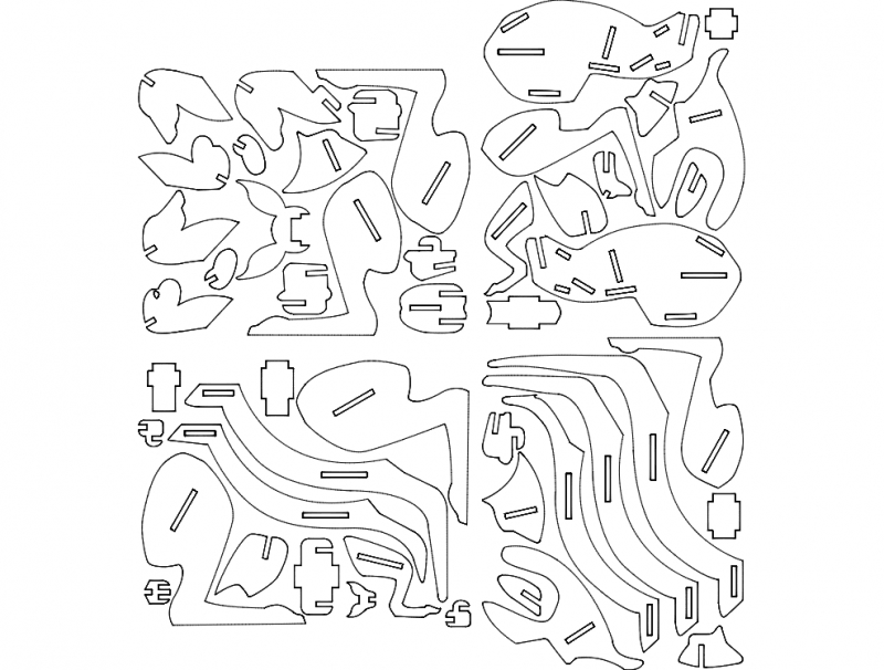 طرح پازل سه بعدی کانگورو مناسب برای استفاده در دستگاه های cnc چوب و cnc لیزر - kanguro 3d puzzle dxf file