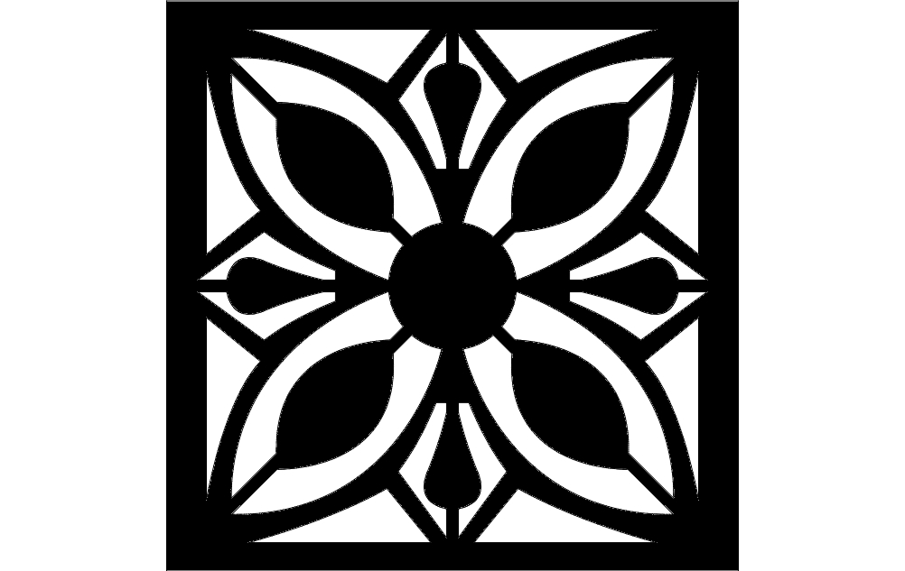 طرح مشبک گلدار مناسب برای استفاده در دستگاه های cnc چوب و cnc لیزر - floral grille pattern dxf file