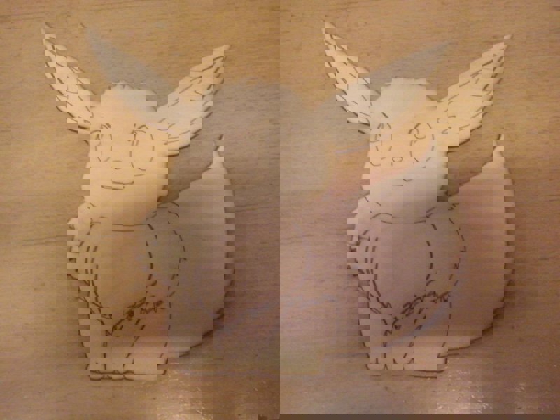 طرح پوکمون ایوی مناسب برای استفاده در دستگاه های cnc چوب و cnc لیزر - laser cut pokemon eevee svg file