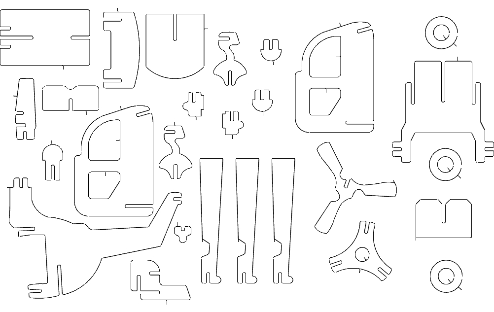 طرح پازل سه بعدی هلیکوپتر مناسب برای استفاده در دستگاه های cnc چوب و cnc لیزر - helicopter dxf file 3d puzzle