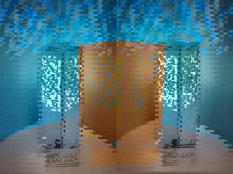 طرح جعبه چراغ خواب تزئینی مناسب برای استفاده در دستگاه های cnc چوب و cnc لیزر - laser cut decorative box night lamp dxf file