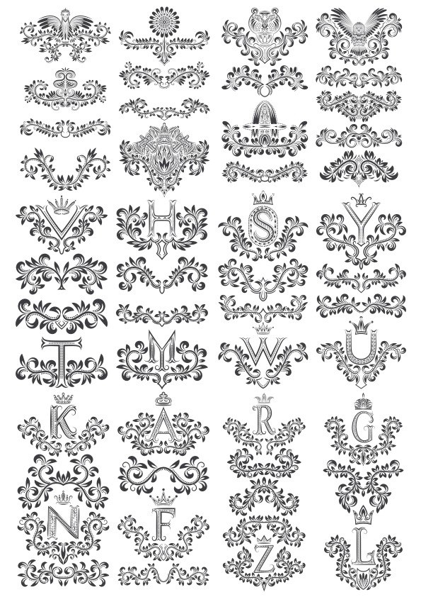 طرح حروف گلدار مناسب برای استفاده در دستگاه های cnc چوب و cnc لیزر - flower floral letters design cdr file