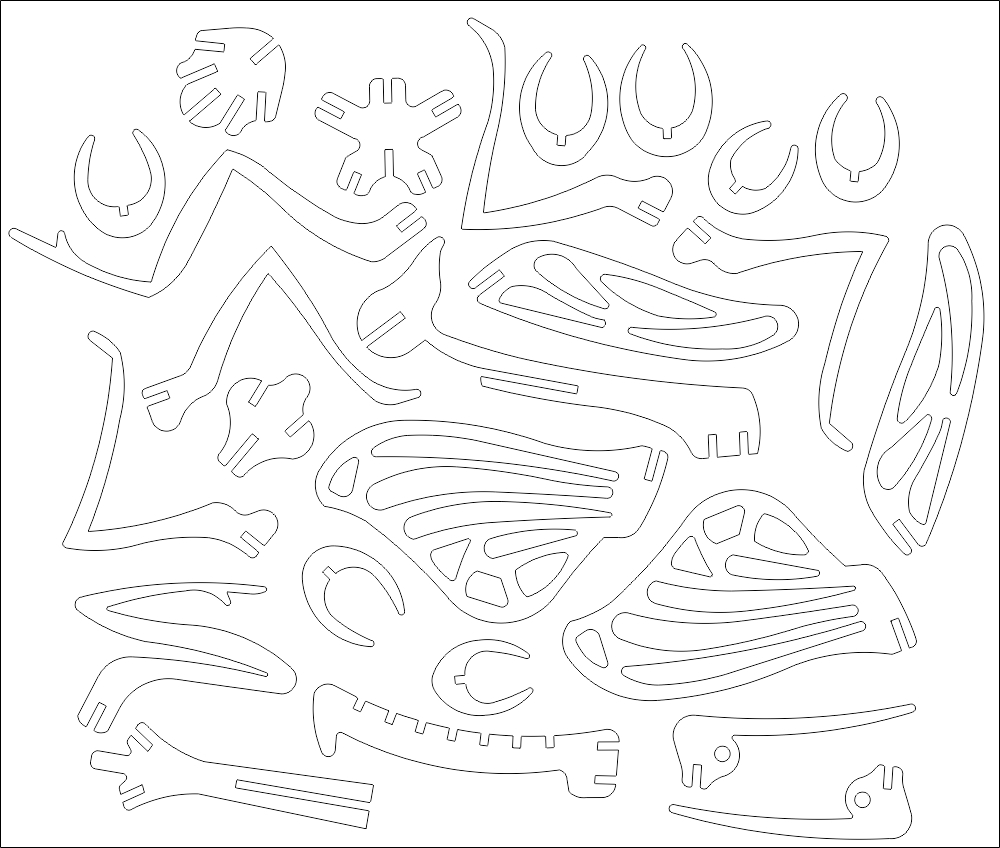 طرح 3 میلی متری پازل gottesanbeterin مناسب برای استفاده در دستگاه های cnc چوب و cnc لیزر - gottesanbeterin puzzle 3mm dxf file