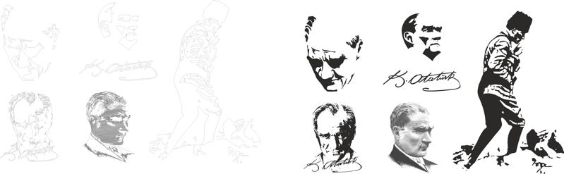 طرح مربوط به آتاتورک مناسب برای استفاده در دستگاه های cnc چوب و cnc لیزر - Design and vector for CNC machine