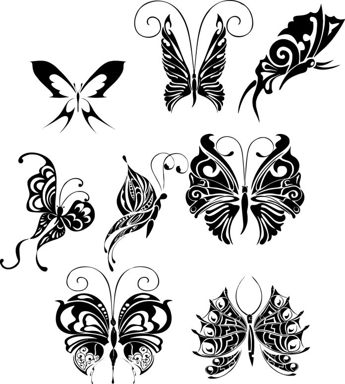 طرح وکتور هنری خالکوبی پروانه مناسب برای استفاده در دستگاه های cnc چوب و cnc لیزر - butterfly tattoo design vectors art cdr file