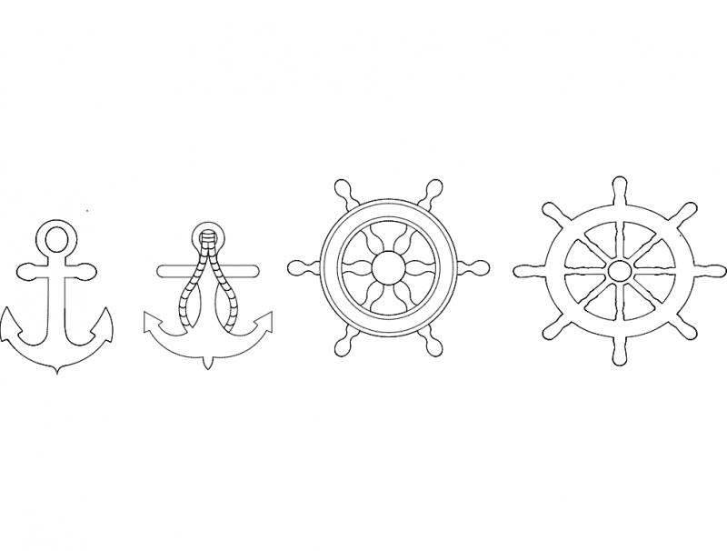 طرح سکان کشتی و لنگر کشتی مناسب برای استفاده در دستگاه های cnc چوب و cnc لیزر - apa d men dxf file