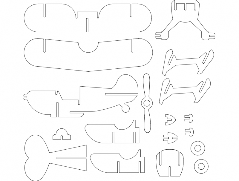 طرح مدل s1c پیتس مناسب برای استفاده در دستگاه های cnc چوب و cnc لیزر - pitts s1c dxf file
