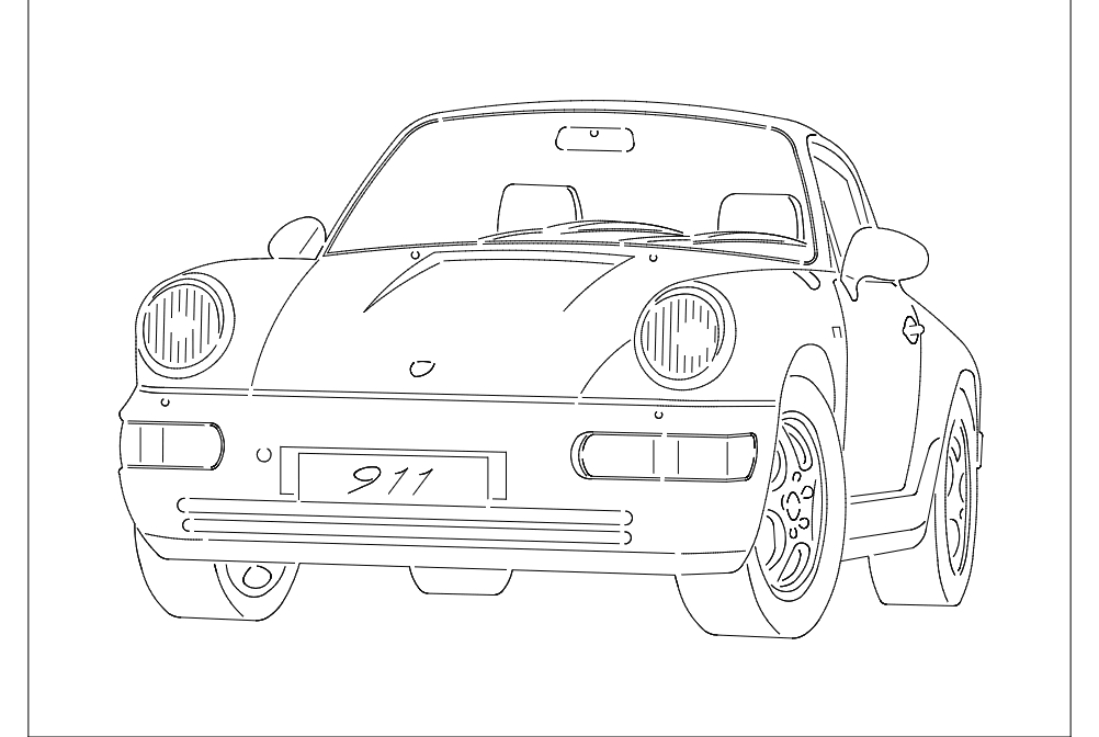 طرح پورشه مناسب برای استفاده در دستگاه های cnc چوب و cnc لیزر - porsche dxf file