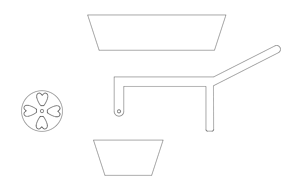 طرح کاشت فرغون مناسب برای استفاده در دستگاه های cnc چوب و cnc لیزر - wheelbarrow planter dxf file