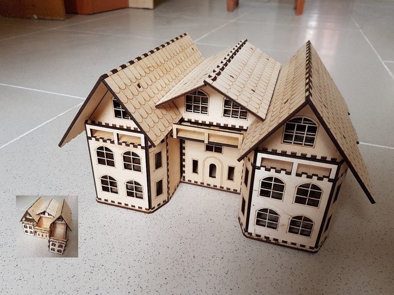 طرح سه میلی‌متری shkatulka dom مناسب برای استفاده در دستگاه های cnc چوب و cnc لیزر - shkatulka dom 3mm cdr file