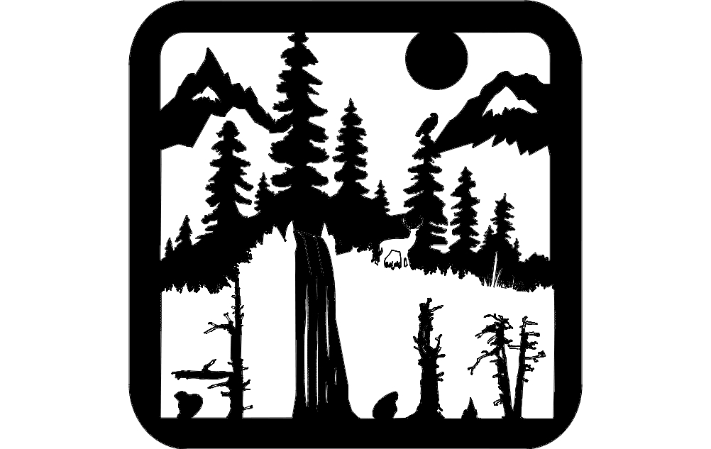 طرح آبشارها مناسب برای استفاده در دستگاه های cnc چوب و cnc لیزر - waterfalls dxf file