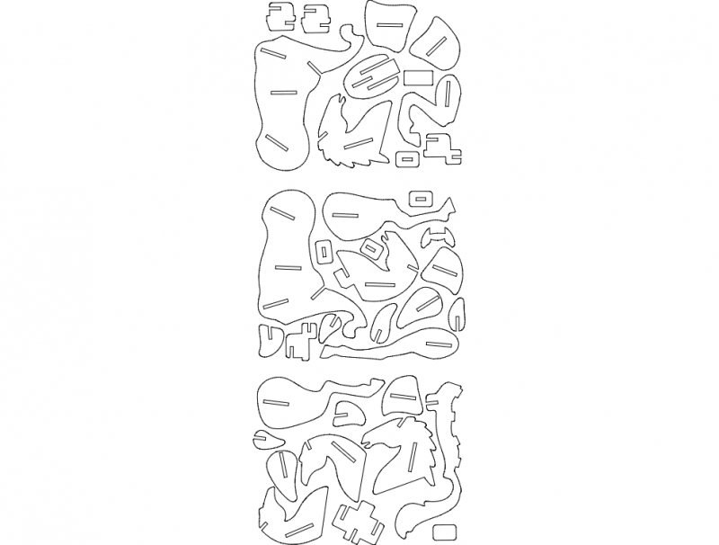 طرح پازل تمیز شده اسب مناسب برای استفاده در دستگاه های cnc چوب و cnc لیزر - horse puzzle cleaned dxf file