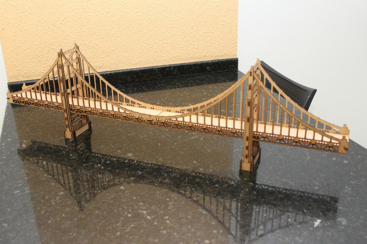طرح پل دروازه قدیمی مناسب برای استفاده در دستگاه های cnc چوب و cnc لیزر - olden gate bridge laser cut cnc plans cdr file