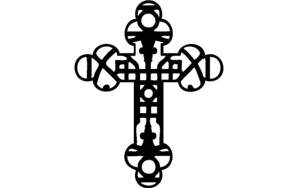 طرح صلیب مسیحی تزئینی مناسب برای استفاده در دستگاه های cnc چوب و cnc لیزر - decorative christian cross dxf file