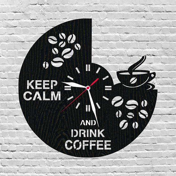 طرح ساعت قهوه مناسب برای استفاده در دستگاه های cnc چوب و cnc لیزر - coffee clock dxf file