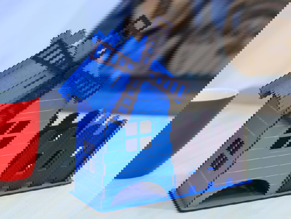 طرح آسیاب بادی چایخانه مناسب برای استفاده در دستگاه های cnc چوب و cnc لیزر - laser cut windmill tea house cdr file