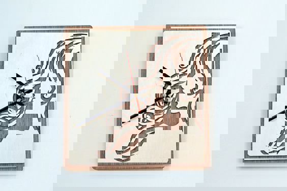 طرح ساعت دیواری چوبی طرح خانه مناسب برای استفاده در دستگاه های cnc چوب و cnc لیزر - laser cut wooden wall clock home decor cdr file