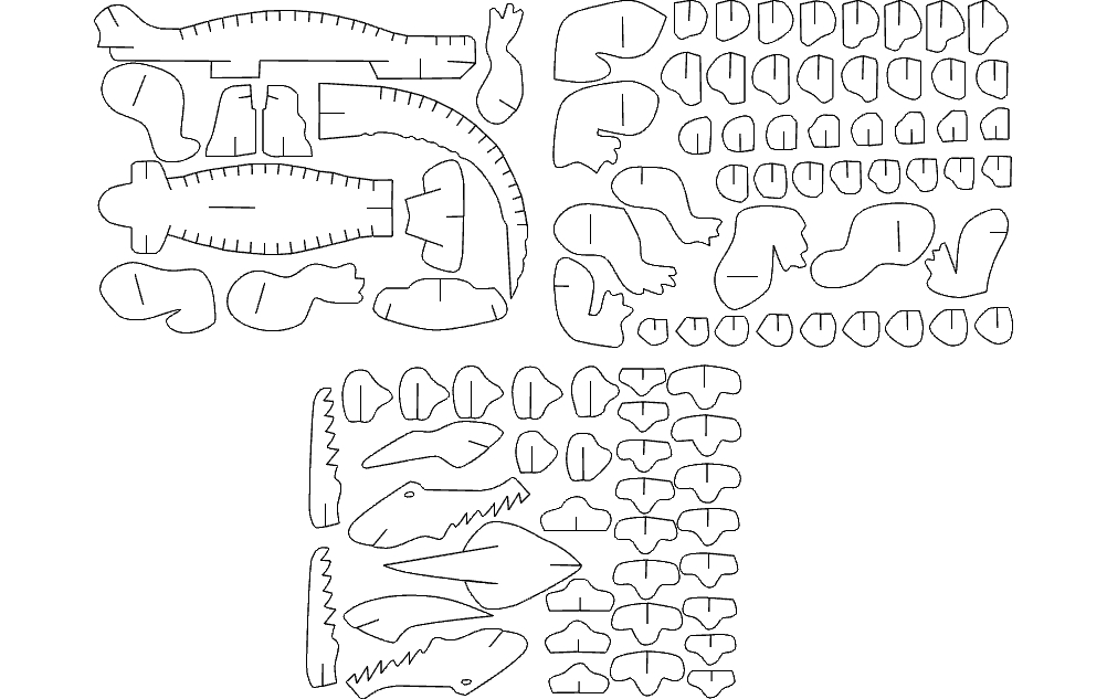 طرح پازل سه بعدی تمساح مناسب برای استفاده در دستگاه های cnc چوب و cnc لیزر - alligator 3d puzzle dxf file
