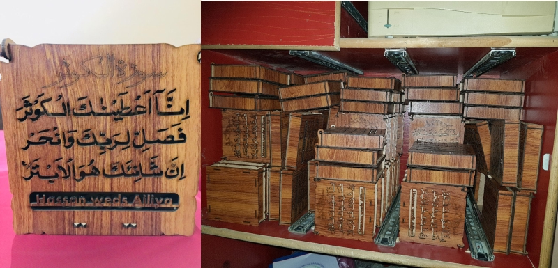 طرح جعبه کارت دعوت عروسی عربی مناسب برای استفاده در دستگاه های cnc چوب و cnc لیزر - arabic wedding invitation card box dxf file